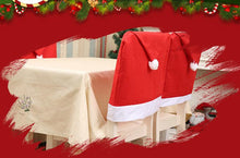 将图片加载到图库查看器，Christmas Chair Covers Red Santa Claus Hat Chair Back Covers Christmas Chair Covers Decor Santa Claus Red Hat Snowflake Chair Xmas Cap Kitchen Dining Chair Slipcovers Sets For Christmas Table Party Decor
