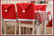 将图片加载到图库查看器，Christmas Chair Covers Red Santa Claus Hat Chair Back Covers Christmas Chair Covers Decor Santa Claus Red Hat Snowflake Chair Xmas Cap Kitchen Dining Chair Slipcovers Sets For Christmas Table Party Decor
