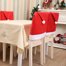 将图片加载到图库查看器，Christmas Chair Covers Red Santa Claus Hat Chair Back Covers Christmas Chair Covers Decor Santa Claus Red Hat Snowflake Chair Xmas Cap Kitchen Dining Chair Slipcovers Sets For Christmas Table Party Decor
