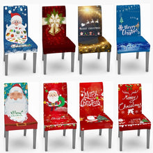 Load image into Gallery viewer, Christmas Chair Covers Santa Printed Elastic Stretch Dining Room Chair Slipcover Kitchen Seat Cover Spandex Home Decor chair Stretch Removable Washable Dining Room Chair Protector Slipcovers Christmas Decoration/Home Decor Dining Room Seat Cover
