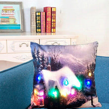 Load image into Gallery viewer, Christmas Cushion Cover Led Light Cushion Covers Xmas Holiday Couch Pillows Rustic Christmas Decorations Winter Pillowcase Light Up Pillow Case Soft Pillows Cover Cushion Santa Pillowcase 45x45CM
