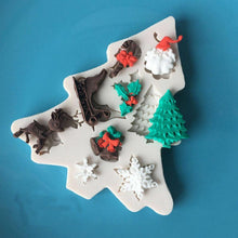 Load image into Gallery viewer, Christmas Decorating Pattern Silica Gel Cake Molds Baking Appliance Chocolate Sugar Cake Decoration Tools Silicone Mold Christmas Tree Snowman Santa Socks Bells Snowflake Shapes Mold Baking Tray
