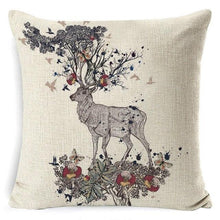Load image into Gallery viewer, Christmas Deer Cushion Cover Soft Plush Pillow Deer Throw Pillow Covers Decorative Animal Pillowcase Cotton Linen Cushion Cover For Couch Bed Home Office Throw Pillow Cover Christmas Pillow Case 45x45CM
