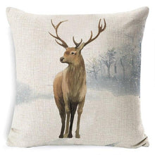 Load image into Gallery viewer, Christmas Deer Cushion Cover Soft Plush Pillow Deer Throw Pillow Covers Decorative Animal Pillowcase Cotton Linen Cushion Cover For Couch Bed Home Office Throw Pillow Cover Christmas Pillow Case 45x45CM
