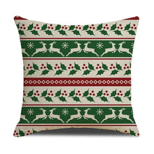 Load image into Gallery viewer, Christmas Green Stripe Pattern Cotton Linen Throw Pillow Christmas Stripe Pillow Cases Christmas Green Decorative Cushion Cover Cotton Linen Pillowcase Indoor Sofa Decorations Home Sofa Decorative Pillowcase 45X45CM
