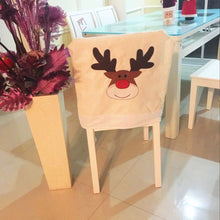 将图片加载到图库查看器，Christmas Hat Chair Cover Xmas Santa Claus Deer Elk Dining Chair Covers for Kitchen Placemat Dining Seat Christmas Home Decor r Back Cover Removable Washable Chair Protector Cover For Kitchen Dining Room Chairs and Living Room 50x60cm
