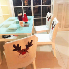 将图片加载到图库查看器，Christmas Hat Chair Cover Xmas Santa Claus Deer Elk Dining Chair Covers for Kitchen Placemat Dining Seat Christmas Home Decor r Back Cover Removable Washable Chair Protector Cover For Kitchen Dining Room Chairs and Living Room 50x60cm
