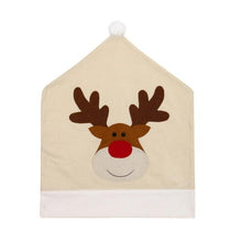 将图片加载到图库查看器，Christmas Hat Chair Cover Xmas Santa Claus Deer Elk Dining Chair Covers for Kitchen Placemat Dining Seat Christmas Home Decor r Back Cover Removable Washable Chair Protector Cover For Kitchen Dining Room Chairs and Living Room 50x60cm
