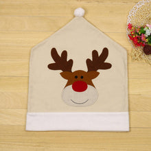 将图片加载到图库查看器，Christmas Hat Chair Cover Xmas Santa Claus Deer Elk Dining Chair Covers for Kitchen Placemat Dining Seat Christmas Home Decor r Back Cover Removable Washable Chair Protector Cover For Kitchen Dining Room Chairs and Living Room 50x60cm
