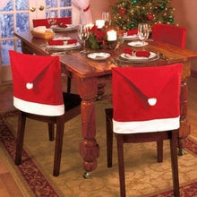将图片加载到图库查看器，Christmas Hat Chair Cover Xmas Santa Claus Deer Elk Dining Chair Covers for Kitchen Placemat Dining Seat Christmas Home Decor r Back Cover Removable Washable Chair Protector Cover For Kitchen Dining Room Chairs and Living Room 50x60cm

