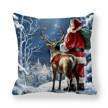 将图片加载到图库查看器，Christmas Pillowcase Holiday Decoration Christmas Santa Pillow Covers Santa Claus Pillow Covers Christmas Sofa Throw Pillow Home Cushion Cover Christmas Snowman Print Pillowcase Letter 45x45CM
