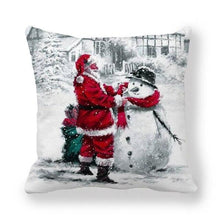 将图片加载到图库查看器，Christmas Pillowcase Holiday Decoration Christmas Santa Pillow Covers Santa Claus Pillow Covers Christmas Sofa Throw Pillow Home Cushion Cover Christmas Snowman Print Pillowcase Letter 45x45CM
