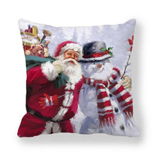 将图片加载到图库查看器，Christmas Pillowcase Holiday Decoration Christmas Santa Pillow Covers Santa Claus Pillow Covers Christmas Sofa Throw Pillow Home Cushion Cover Christmas Snowman Print Pillowcase Letter 45x45CM
