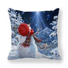 将图片加载到图库查看器，Christmas Pillowcase Holiday Decoration Christmas Santa Pillow Covers Santa Claus Pillow Covers Christmas Sofa Throw Pillow Home Cushion Cover Christmas Snowman Print Pillowcase Letter 45x45CM
