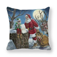 将图片加载到图库查看器，Christmas Pillowcase Holiday Decoration Christmas Santa Pillow Covers Santa Claus Pillow Covers Christmas Sofa Throw Pillow Home Cushion Cover Christmas Snowman Print Pillowcase Letter 45x45CM
