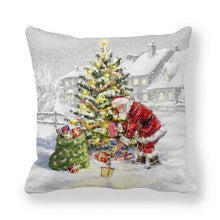将图片加载到图库查看器，Christmas Pillowcase Holiday Decoration Christmas Santa Pillow Covers Santa Claus Pillow Covers Christmas Sofa Throw Pillow Home Cushion Cover Christmas Snowman Print Pillowcase Letter 45x45CM
