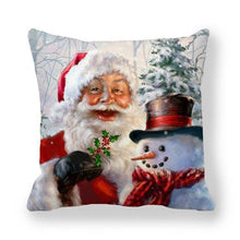 将图片加载到图库查看器，Christmas Pillowcase Holiday Decoration Christmas Santa Pillow Covers Santa Claus Pillow Covers Christmas Sofa Throw Pillow Home Cushion Cover Christmas Snowman Print Pillowcase Letter 45x45CM
