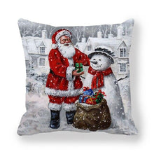 将图片加载到图库查看器，Christmas Pillowcase Holiday Decoration Christmas Santa Pillow Covers Santa Claus Pillow Covers Christmas Sofa Throw Pillow Home Cushion Cover Christmas Snowman Print Pillowcase Letter 45x45CM
