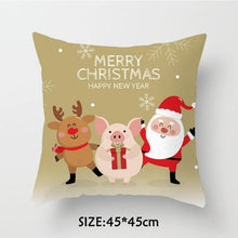 将图片加载到图库查看器，Christmas Pillowcase Tree Santa Claus Cushion Cover Christmas Pillow Case Decorative Santa Claus Xmas Throw Pillowcase Cotton Linen Square Cushion Pillow Covers
