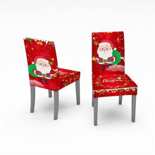 Load image into Gallery viewer, Christmas Removable Washable Dining Room Chair Protector Slipcovers for Christmas Home Decor Holiday Seat Cover Christmas Chair Covers Santa Printed Elastic Stretch Dining Chairs Chair Slipcover Kitchen Seat Cover Home Decor

