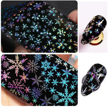将图片加载到图库查看器，Christmas Silver Snowflakes Nail Art Foil Transfer Glitter Stickers 3D Nail Art Decals Designer Manicuring Decoration Xmas Gift Nails Snowflake Nail Art Stickers Decals Christmas Nail 3D Self Adhesive Nail Stickers for Acrylic Nails Snowflake
