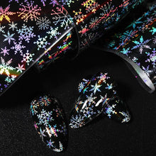 将图片加载到图库查看器，Christmas Silver Snowflakes Nail Art Foil Transfer Glitter Stickers 3D Nail Art Decals Designer Manicuring Decoration Xmas Gift Nails Snowflake Nail Art Stickers Decals Christmas Nail 3D Self Adhesive Nail Stickers for Acrylic Nails Snowflake

