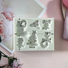 将图片加载到图库查看器，Christmas Snowman Silicone Mold Socks Leaf Bell Tree Cake Decoration Chocolate Fondant Baking Supplies 3D Art Xmas Molds Snowflake Silicone Mold Santa Claus Snowman Christmas Tree Fondant Mold
