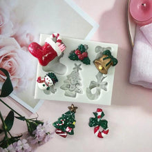 将图片加载到图库查看器，Christmas Snowman Silicone Mold Socks Leaf Bell Tree Cake Decoration Chocolate Fondant Baking Supplies 3D Art Xmas Molds Snowflake Silicone Mold Santa Claus Snowman Christmas Tree Fondant Mold
