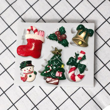 将图片加载到图库查看器，Christmas Snowman Silicone Mold Socks Leaf Bell Tree Cake Decoration Chocolate Fondant Baking Supplies 3D Art Xmas Molds Snowflake Silicone Mold Santa Claus Snowman Christmas Tree Fondant Mold
