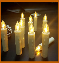 将图片加载到图库查看器，Christmas Tree Clip Candle Warm White Battery Operated Waterproof LED Flameless Taper Ivory Floating Candles with Remote Timer Ideal For Home Flameless Flashing With Remote And Suction Cup LED Candles For Halloween Birthday Garden Decoration
