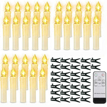 将图片加载到图库查看器，Christmas Tree Clip Candle Warm White Battery Operated Waterproof LED Flameless Taper Ivory Floating Candles with Remote Timer Ideal For Home Flameless Flashing With Remote And Suction Cup LED Candles For Halloween Birthday Garden Decoration

