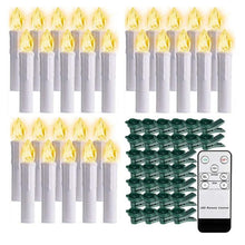 将图片加载到图库查看器，Christmas Tree Clip Candle Warm White Battery Operated Waterproof LED Flameless Taper Ivory Floating Candles with Remote Timer Ideal For Home Flameless Flashing With Remote And Suction Cup LED Candles For Halloween Birthday Garden Decoration
