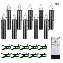 将图片加载到图库查看器，Christmas Tree Clip Candle Warm White Battery Operated Waterproof LED Flameless Taper Ivory Floating Candles with Remote Timer Ideal For Home Flameless Flashing With Remote And Suction Cup LED Candles For Halloween Birthday Garden Decoration
