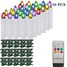 将图片加载到图库查看器，Christmas Tree Clip Candle Warm White Battery Operated Waterproof LED Flameless Taper Ivory Floating Candles with Remote Timer Ideal For Home Flameless Flashing With Remote And Suction Cup LED Candles For Halloween Birthday Garden Decoration
