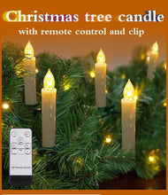 将图片加载到图库查看器，Christmas Tree Clip Candle Warm White Battery Operated Waterproof LED Flameless Taper Ivory Floating Candles with Remote Timer Ideal For Home Flameless Flashing With Remote And Suction Cup LED Candles For Halloween Birthday Garden Decoration
