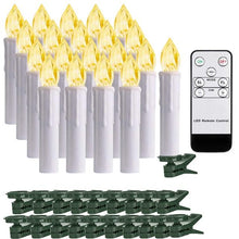 将图片加载到图库查看器，Christmas Tree Clip Candle Warm White Battery Operated Waterproof LED Flameless Taper Ivory Floating Candles with Remote Timer Ideal For Home Flameless Flashing With Remote And Suction Cup LED Candles For Halloween Birthday Garden Decoration
