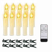 将图片加载到图库查看器，Christmas Tree Clip Candle Warm White Battery Operated Waterproof LED Flameless Taper Ivory Floating Candles with Remote Timer Ideal For Home Flameless Flashing With Remote And Suction Cup LED Candles For Halloween Birthday Garden Decoration

