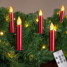 将图片加载到图库查看器，Christmas Tree Clip LED Candle Waterproof LED Flameless Taper Ivory Floating Candles with Remote Timer and Dimmable, Ideal for Home Indoor Outdoor Christmas Trees Lamp Simulation Flame Light Warm Candle Family Party Birthday Party Decorated With Candles
