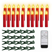 将图片加载到图库查看器，Christmas Tree Clip LED Candle Waterproof LED Flameless Taper Ivory Floating Candles with Remote Timer and Dimmable, Ideal for Home Indoor Outdoor Christmas Trees Lamp Simulation Flame Light Warm Candle Family Party Birthday Party Decorated With Candles
