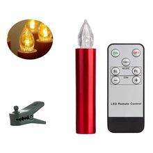 将图片加载到图库查看器，Christmas Tree Clip LED Candle Waterproof LED Flameless Taper Ivory Floating Candles with Remote Timer and Dimmable, Ideal for Home Indoor Outdoor Christmas Trees Lamp Simulation Flame Light Warm Candle Family Party Birthday Party Decorated With Candles
