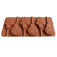 将图片加载到图库查看器，Christmas Tree Snowflake Lollipop Shape Silicone Chocalate Ice Cake Mold Mold Kitchen Baking Mold Silicone Popsicle Molds Cake Ice Pop Molds Homemade Ice Cream Mold Reusable Soft Molds For Kitchen Accessories
