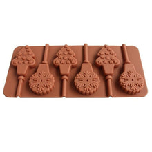 将图片加载到图库查看器，Christmas Tree Snowflake Lollipop Shape Silicone Chocalate Ice Cake Mold Mold Kitchen Baking Mold Silicone Popsicle Molds Cake Ice Pop Molds Homemade Ice Cream Mold Reusable Soft Molds For Kitchen Accessories
