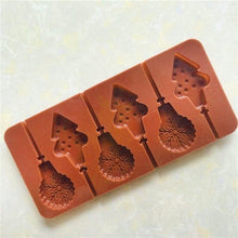 将图片加载到图库查看器，Christmas Tree Snowflake Lollipop Shape Silicone Chocalate Ice Cake Mold Mold Kitchen Baking Mold Silicone Popsicle Molds Cake Ice Pop Molds Homemade Ice Cream Mold Reusable Soft Molds For Kitchen Accessories
