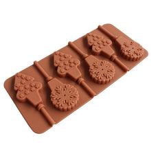 将图片加载到图库查看器，Christmas Tree Snowflake Lollipop Shape Silicone Chocalate Ice Cake Mold Mold Kitchen Baking Mold Silicone Popsicle Molds Cake Ice Pop Molds Homemade Ice Cream Mold Reusable Soft Molds For Kitchen Accessories
