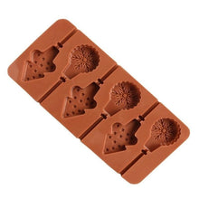 将图片加载到图库查看器，Christmas Tree Snowflake Lollipop Shape Silicone Chocalate Ice Cake Mold Mold Kitchen Baking Mold Silicone Popsicle Molds Cake Ice Pop Molds Homemade Ice Cream Mold Reusable Soft Molds For Kitchen Accessories
