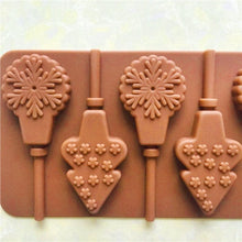 将图片加载到图库查看器，Christmas Tree Snowflake Lollipop Shape Silicone Chocalate Ice Cake Mold Mold Kitchen Baking Mold Silicone Popsicle Molds Cake Ice Pop Molds Homemade Ice Cream Mold Reusable Soft Molds For Kitchen Accessories
