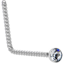 将图片加载到图库查看器，Clear 2mm Gem Inlay So Twisted L Shaped Nose Ring
