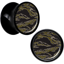 Load image into Gallery viewer, Black Acrylic Tiger Camo Print Saddle Plug Set 00G
