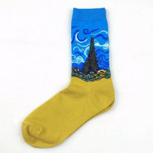 将图片加载到图库查看器，Classic Autumn Winter Retro Personality Art Van Gogh Mural World Famous Oil Painting Female Sock For Men And Women
