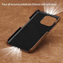 Load image into Gallery viewer, Classic Brown Genuine Leather Phone Case for iPhone 13 14 Pro Max 12 Mini 11 12 Pro Max Leather Cover Bumper Phone Case Compatible With iPhone Genuine Leather Slim Back Cover
